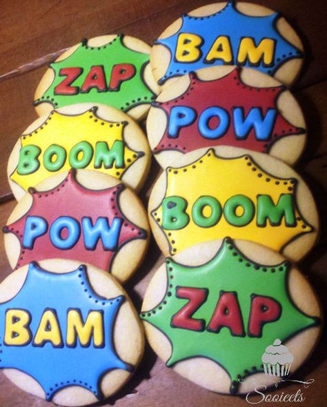 3 Cookies, Halloween Biscuits, Superhero Cookies, Cookies Decoradas, Baby Superhero, Superhero Cake, Cookie Time, Cookies For Kids, Fancy Cookies