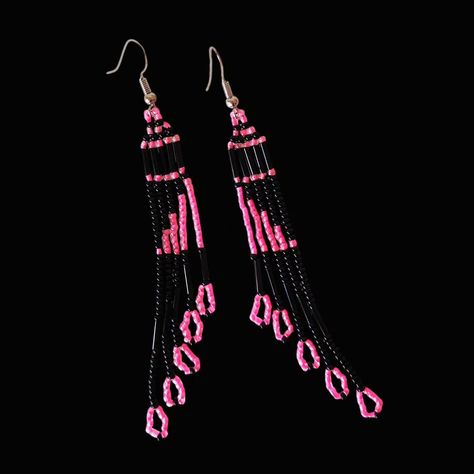 Pink & black fringe earrings #beads #supportsmallbusinessowners #mostacillas #NewMexico #southwest #inspire #create #beadedbracelets #handmadejewelry #beadedearrings #beadedjewelry #otomi #customorderswelcome #lascruces #entrepreneur #native #Indigenous #pink #black #pinkandblack Black Beaded Earrings, Earrings Beads, Black Fringe, Fringe Earrings, Pink And Black, Pink Black, Beaded Earrings, Custom Orders, Beaded Jewelry