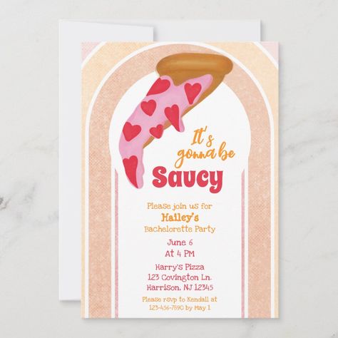 Funny Bachelorette Party Pizza Party Invitation Couples Shower Themes, Pizza Party Decorations, Kids Pizza Party, 26 Birthday, Pizza Wedding, Pizza Party Invitations, Party Pizza, Funny Pizza, Funny Bachelorette