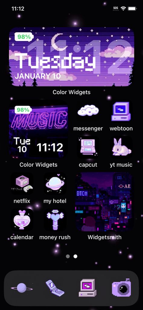 Cyberpunk Homescreen, Pixel Homescreen, Pixel Cyberpunk, Phone Widgets, Phone Decor, Homescreen Layout, Phone Wallpapers, Cyberpunk, Phone Wallpaper