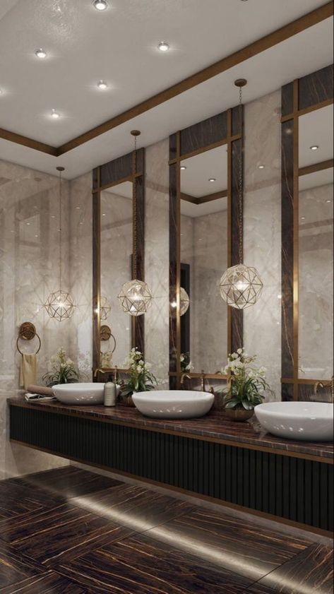 Restaurant Bathroom Ideas Modern, Restaurant Toilet Design Modern, Restaurant Toilet Design Ideas, Luxury Public Restroom Design, Hotel Washroom Design, Restaurant Washroom Design, Luxury Public Bathroom, Mansion California, Luxury Restroom