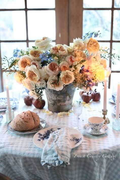 7 Simple Beautiful Table setting Ideas - French Country Cottage Chandelier Flowers, Courtney Allison, Spring Table Centerpieces, Potted Olive Tree, Table Setting Ideas, Romantic Table, Online Flower Delivery, Candlelit Dinner, Setting Ideas