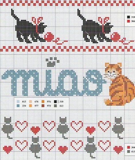 Cat Cross Stitches, Cat Cross Stitch Pattern, Baby Cross, Mini Cross Stitch, Cat Cross Stitch, Cross Stitch Baby, Cross Stitch Patterns Free, Crochet Cat, Crochet Art