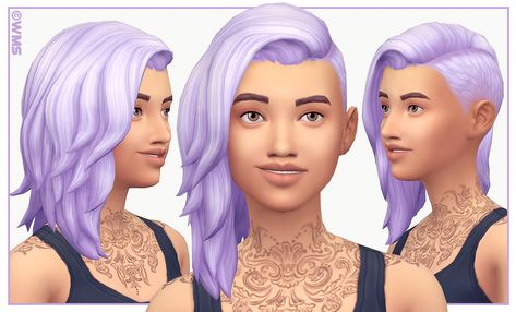 WMS - wmshairmeshes salima hair Half Shaved Head, Sims Love, Half Shaved Hair, Shaved Side Hairstyles, Sims 4 Studio, Half Shaved, Side Swept Hairstyles, Pelo Sims, Sims 4 Body Mods