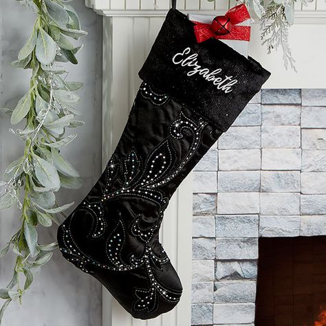 Black Christmas Stocking, Personalized Christmas Stocking, Personalization Mall, Hawaiian Quilts, Christmas Clearance, Family Names, Stocking Tree, Christmas Stockings Personalized, Black Christmas