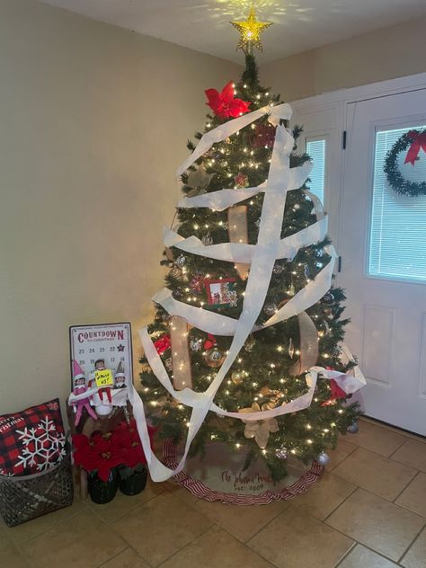 Toilet paper tree wrapping Elf Toilet Paper Tree, Elf On The Shelf Wrapping Paper, Toilet Paper Trees, Paper Tree, Shelf Ideas, On The Shelf, The Elf, Elf On The Shelf, Toilet Paper