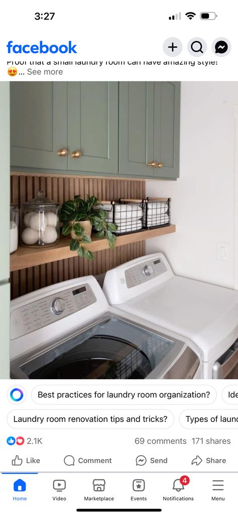 Gold Laundry Room, Beadboard Laundry Room, Vintage Home Decor Farmhouse, Laundry Nook, Green Laundry, Laundry Room Renovation, Interior Design Boards, Cabin Kitchens, Small Laundry Room