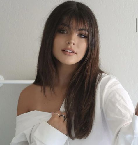 Rambut Brunette, Bangs With Medium Hair, Haircuts For Medium Hair, Long Brown Hair, Haircuts Straight Hair, Long Hair With Bangs, Hair Stylist Life, Haircuts For Long Hair, Long Straight Hair