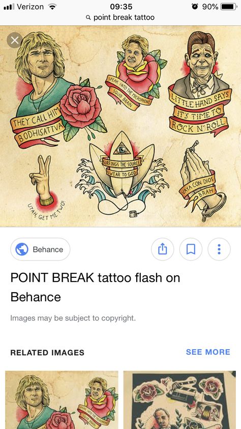 80s Movies Tattoos, Point Break Tattoo, Grave Stone Flash Tattoo, Bob Shaw Tattoo Flash, Graham Townsend Tattoo Flash, Traditional Movie Tattoo Flash, Graveyard Tattoo, Sea Tattoo, Movie Tattoo