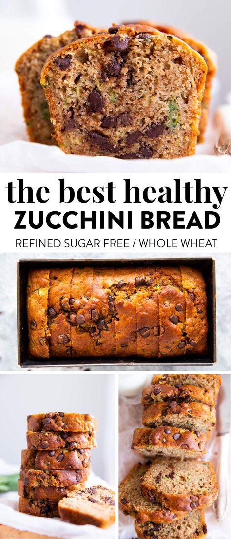 Honey Zucchini Bread, Healthy Chocolate Chip Zucchini Bread, Clean Zucchini Recipes, Macro Friendly Zucchini Bread, Zucchini Loaf Healthy, Leftover Zucchini Recipes, Healthy Breakfast Loaf Recipes, Healthier Zucchini Bread, Healthy Banana Zucchini Bread