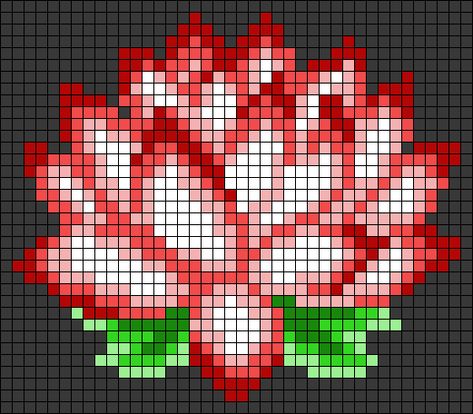 Alpha pattern #52775 variation #94345 | BraceletBook Pixel Art Pattern Plants, Lotus Flower Pixel Art, Pixel Art Pattern Flower, Lily Pixel Art, Pixel Art Alpha Pattern, Pixel Art Fleur, Pixel Flower Pattern, Alpha Patterns Pixel Art, Lotus Flower Leaves