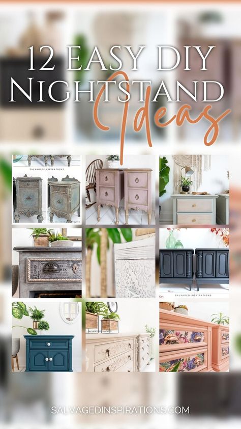 Refurbished Night Stand, Repurposed Nightstand Ideas, Painted Nightstand Ideas, Easy Diy Nightstand, Diy Nightstand Ideas, Eclectic Nightstand, Unusual Bedside Tables, Diy Nightstand Makeover, Night Stand Makeover