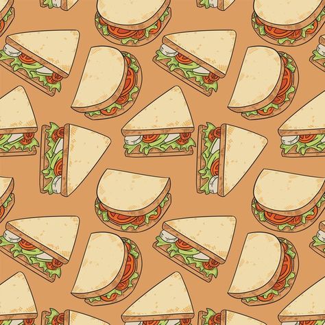 Sandwich Background Design, Sandwich Wallpaper, Sandwich Background, Sandwich Drawing, Chocolate Drawing, Food Project, Food Pattern, Holiday Banner, Food Patterns