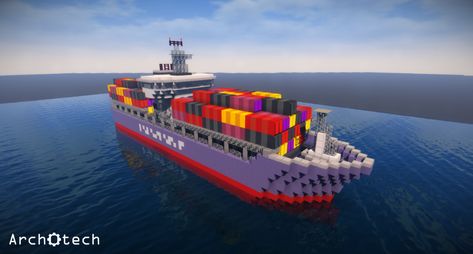 Ship Minecraft, Map Minecraft, Ship Map, Container Ship, Minecraft Modern, Small Container, Cargo Ship, Minecraft Map, Shipping Container House