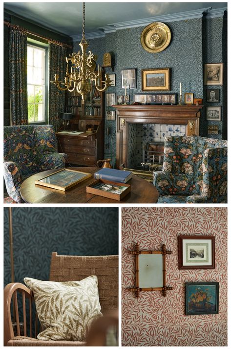 Bedroom William Morris, William Morris Dining Room, William Morris Wallpaper Dining Room, William Morris Wallpaper Bedroom, English Bedroom Classic, Morris Tapet, William Morris Interior, Willow Wallpaper, English Country Interiors