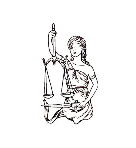 Lady Justice Statue Tattoo, Lady Justice Tattoo Design Simple, Justice Statue Tattoo, Lady Of Justice Tattoo, Goddess Of Justice Tattoo, Law Tattoo Ideas, Degree Tattoo, Law Tattoos, Lady Justice Tattoo