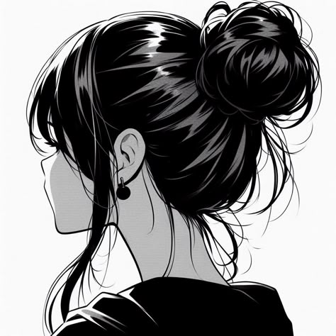 Cartoon Ponytail Drawing, Brunette Pfp, Ponytail Drawing, Fem Harry Potter, Fem Harry, Black Ponytail Hairstyles, Pp Anime, Light Photo, Little Drawings