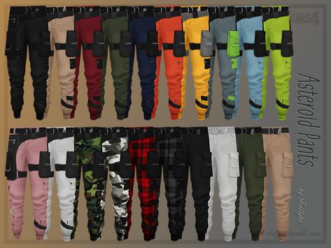 ✩ Trillyke ✩ | Asteroid Pants Techwear inspired cargo pants. Most... Sims4 Cc Mens Pants, Sims 4 Cc Pants Shorts, Techwear Sims 4 Cc, Techwear Female, Female Techwear, Grunge Pants, Techwear Pants, Cyberpunk Clothes, Sims 4 Body Mods