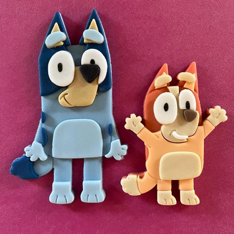 Birthday Cake Decorations, Bluey Bingo, Dog Birthday Cake, Fondant Toppers, Birthday Cake Decorating, Blue Dog, Dog Birthday, Bingo, Gift Registry