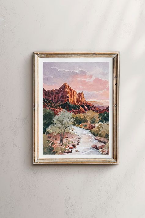 Zion National Park, Zion Sunset, Zion, Southern Utah, Red Rock, Utah Landscape, Landscape Painting, Watercolor Landscape, Landscape Art - Etsy Utah Landscape, Landscape Painting Watercolor, Rivers And Roads, 4x6 Prints, Desert Vibes, Landscape Landscape, Southern Utah, Park Art, Zion National Park