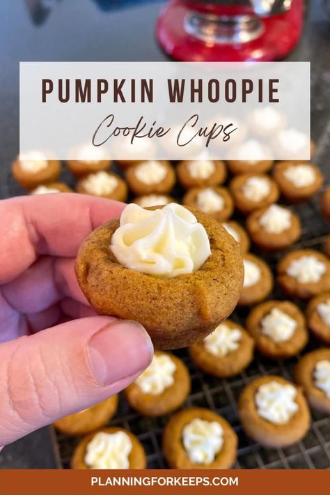 Gingerbread Cookie Cups With Pumpkin Cheesecake Filling, Pumpkin Cookie Cups, Pumpkin Mini Desserts, Pumpkin Cookies With Cream Cheese Icing, Bite Size Thanksgiving Desserts, Thanksgiving Pumpkin Recipes, Gingerbread Cookie Cups, Pumpkin Bites, Cream Cheese Pinwheels