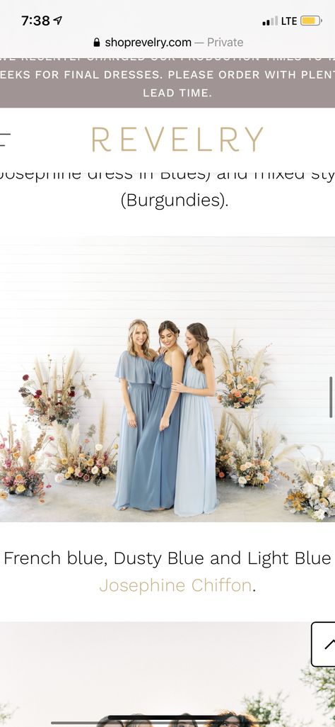 French Blue Revelry, French Blue, Wedding Things, Something Blue, Dusty Blue, Bridal Party, Bridesmaid Dresses, Light Blue, Chiffon