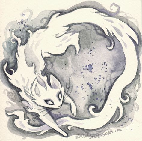 Pangur Ban, Secret Of Kells, Spirit Drawing, Spirit Art, Muster Tattoos, Spirit Animal Art, Watercolor Pictures, Spirited Art, Dark Art Drawings