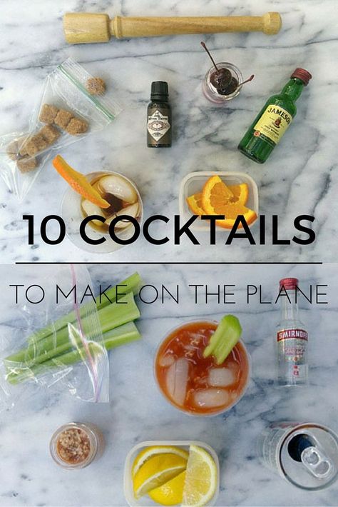 10 Classic Cocktails You Can Make on the Plane #packingtips #foodie #recipes #planetips #drinks #cocktails Mini Cocktail Kit, Alcohol Mixers, Classic Drinks, Travel Drinks, Coctails Recipes, Popular Cocktails, Cocktails To Try, Homemade Cocktails, Culinary Travel