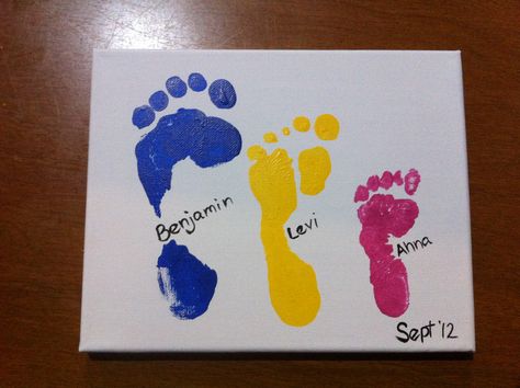 Great gift for grandma, grandpa, aunts, uncles, or any loved one! Hand And Feet Painting Kids Easter, Baby Hand And Feet Painting Ideas Canvases, Mommy And Me Art Projects, Mommy And Me Painting Ideas Canvases, Mother's Day Painting Ideas, Baby Feet Painting Ideas, Mothers Day Canvas, Painting With Kids