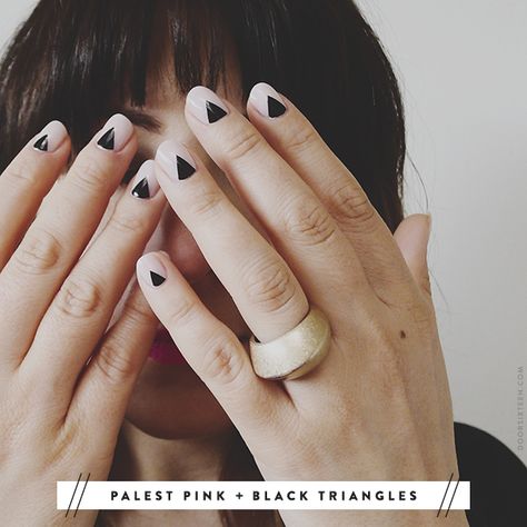 It's been a looooong time since I did a manicure post, but I couldn't resist sharing this latest one. I'm a little bit obsessed with it! I can't stop looking at my fingers. I'm still really into Ca... Triangle Nails, Minimal Nails Art, French Manicure Designs, Minimalist Nail Art, Black Nail Art, Easy Nails, Classic French Manicure, Minimal Nails, Short Nails Art