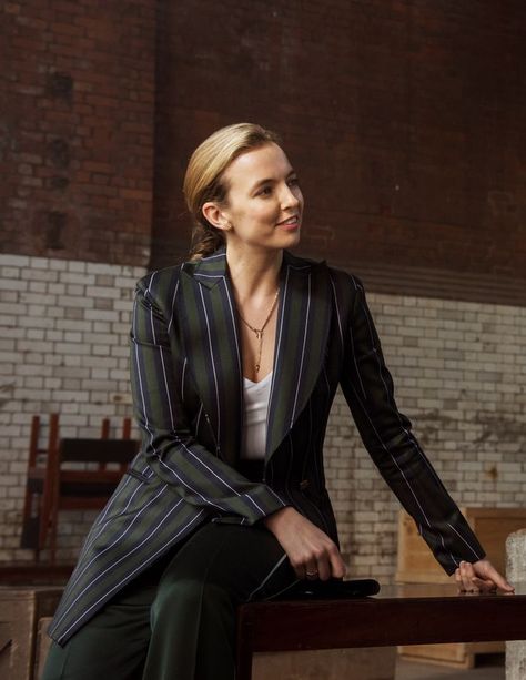 Villanelle's Best Outfits From Killing Eve Sheer Sleeve Dress, Burberry Dress, Jodie Comer, Killing Eve, Eve Outfit, Pinstripe Suit, Dressed To Kill, Fashion Tv, Celebrity Entertainment