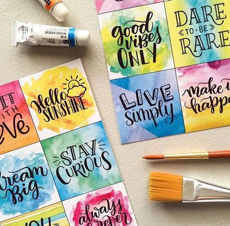 Doodle Art With Brush Pen, Watercolor Quote Art, Watercolor Art With Quotes, Watercolor Lettering Alphabet, Art With Brush Pens, Canvas Lettering, Brush Pen Painting, Brush Pens Art, Watercolor Quotes