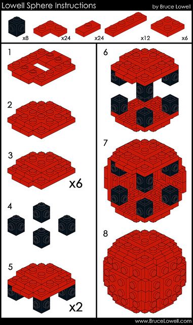 Lowell Sphere Insrtuctions at www.brucelowell.com I figured I should finally put instructions for the original sphere on Flickr, so here it is. Lego Sphere, Lego Christmas Ornaments, Lego Ornaments, Lego Pokemon, Lego Sculptures, Lego Christmas, Lego Diy, Lego Activities, Amazing Lego Creations