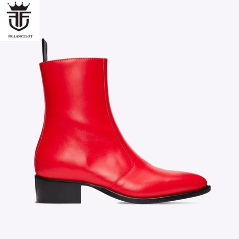 FR.LANCELOT 2024 Red Real Leather Chelsea Boots British Style Men leather Boots Party men's booties Knight Shoes, Men Leather Boots, British Style Men, Leather Chelsea Boots, British Style, Real Leather, Leather Boots, Chelsea Boots, Chelsea