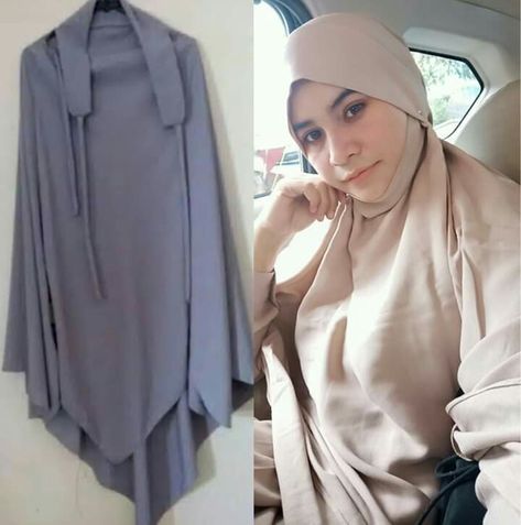 Khimar Style, Islamic Clothing Abayas, French Khimar, Khimar Syar'i, Knit Dress Pattern, Model Gamis, Hijab Designs, Hijab Style Tutorial, Stylish Hijab