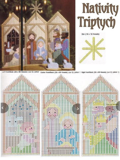 Nativity Triptych Plastic Canvas Nativity Scene, Cross Stitch Nativity Scene, Plastic Canvas Nativity Pattern, Nativity Plastic Canvas Patterns, Free Plastic Canvas Christmas Patterns, Plastic Canvas Nativity, Nativity Triptych, Plastic Canvas Christmas Patterns, Nativity Cross Stitch