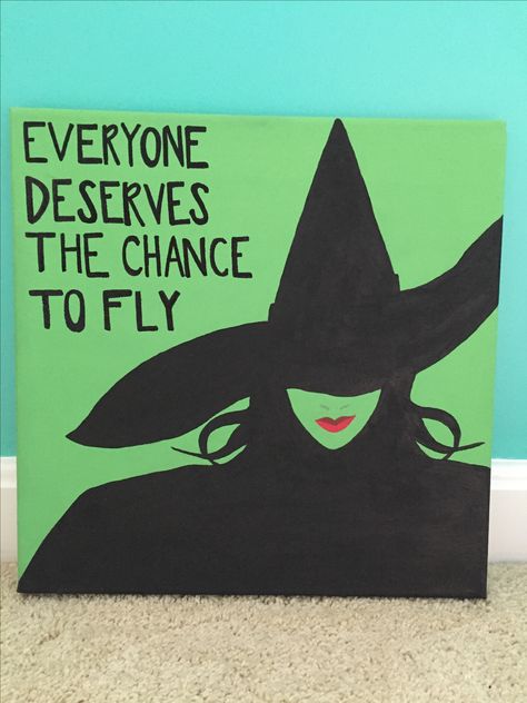 Elphaba Defying Gravity (Wicked) Broadway canvas Painting Ideas Music, Canvas Art Disney, Wicked Painting, Music Acrylic Painting, Music Canvas Painting, Christmas Art Painting, Wicked Broadway, Art Mini Toile, Ideas For Painting