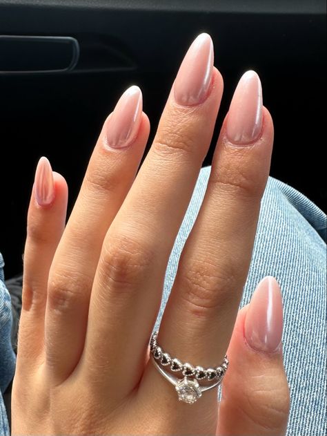 Light Pink Almond, Nails Mermaid, White Chrome Nails, Pink Chrome Nails, Pink Chrome, Nails 2022, White Chrome, Basic Nails, Mermaid Nails