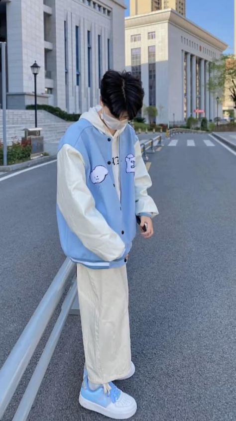 Cute Male Outfits Aesthetic Pastel, Sanrio Outfits Boy, Cute Male Outfits Aesthetic, Soft Boy Outfits Pastel, Kawaii Clothes Boy, Soft Boy Aesthetic Outfits, Male Outfits Aesthetic, Softboy Aesthetic Outfits Men, Blue Outfit Men