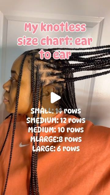 31K views · 3.5K likes | True Boss Beauty on Instagram: "Braiders enter the chat…. What’s your knotless size braiding chart??  Comment below what size you consider these ⬇️⬇️  Appointments available 📅 click “Book Now”  Purchase a custom crochet ruffle hat through the link in my bio   #knotlessdmv #knotlessbaltimore #dmvknotlessbraids #dmvknotlessboxbraids #baltimoreknotlessbraids #baltimorebraider #dmvbraider #dmvbohobraids #baltimorequickweaves #dmvlargeknotless #baltimorelargeknotless #largeknotlessboxbraids #dmvstitchbraids #baltimorestitchbraids #stitchbraids #stitchbraidsdmv #dmvbraids #baltimorebraids #dmvbraiders #baltimorebraiders #dmvbohoknotlessbraids #baltimorebohoknotlessbraids #bohoboxbraids #summerbraids #braidstyles #dmvhairstylist #baltimorehairstylist #stitchbraider #dmvf Knotless Braid Size Chart, Knotless Size Chart, Knotless Braids Size Chart, Box Braid Size Chart, Braiding Chart, Braiding Size Chart, Box Braids Size Chart, Box Braids Sizes, Crochet Ruffle Hat