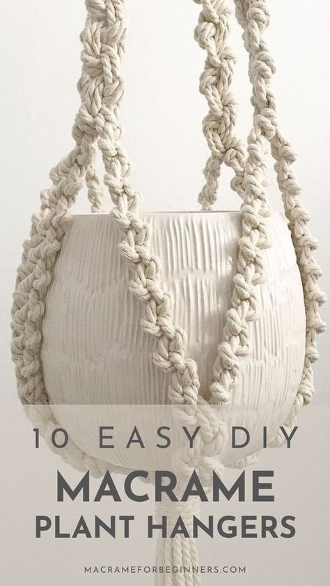 How To Macrame Plant Hanger Tutorials, Knotted Plant Hanger, Macrame Easy Plant Hanger, Free Macrame Plant Hanger Patterns Diy, Macrame Plant Hanging Ideas, Paracord Plant Hanger, Diy Macrame Projects For Beginners, Macrame Hanger Ideas, Paracord Macrame Plant Hanger