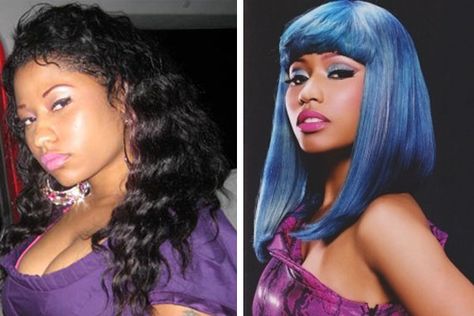 Teach hair color with tener using pics of nicki minaj (hard to find kid-friendly ones, I'll start pinning now!) Celebrity Plastic Surgery, Nicki Minaj, Plastic Surgery, Surgery, Purple, Hair