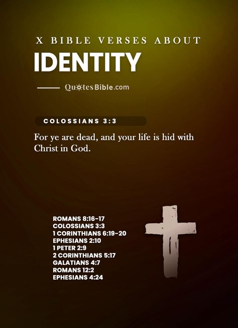 Explore the essential Bible verses about identity in our faith with this collection of scripture quotes. Find out what God’s Word has to say about who we are and how we can live out our true identity in Him. #BibleVerse #Identity #Faith #ChristianLiving #Identity #verses Verses About Identity, Scriptures Quotes, Verses From The Bible, Powerful Verses, Self Identity, Wisdom Bible, Biblical Quotes Inspirational, Finding Strength, Life Skills Lessons