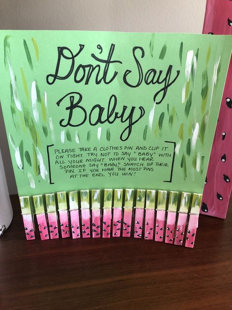 Watermelon Themed Baby Shower Ideas, Watermelon Baby Shower Theme, Watermelon Gender Reveal, Watermelon Baby Shower Ideas, Baby Shower Scramble, Baby Bbq, Barbecue Baby Shower, Baby Shower Watermelon, Safari Baby Shower Boy