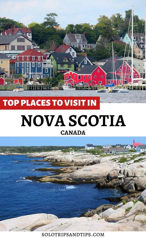 Find out all the best places to see in Nova Scotia Canada. Take an East Coast road trip and enjoy the beauty of the Maritimes with cute coastal towns. Explore Nova Scotia best things to do including hiking, historic sights, whale watching, kayaking, and delicious seafood. Peggy's Cove, Cape Breton Island, Lunenburg, Blue Rocks, Halifax, and beautiful beaches await you in Nova Scotia. Click to read more now! Nova Scotia Photography, Nova Scotia Things to Do, Nova Scotia Vacation East Coast Canada, Lunenburg Nova Scotia, Nova Scotia Travel, Visit Nova Scotia, Canada Vacation, East Coast Travel, East Coast Road Trip, Cool Places, Eastern Canada