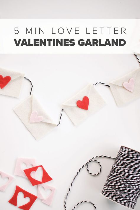 DIY Valentines Day or Galentines Day Love Letter felt garland decor. A free printable is included as well! Click through for the tutorial on how to make this Valentines garland and for the free printable stencil! #valentinesday #diy #valentinesdiy #diygarland Love Letter Garland, Diy Valentines Garland, Valentines Day Love Letter, Diy Felt Garland, Valentines Day Love Letters, Letter Garland, Valentines Printable, Diy Valentines Day, Valentine Garland