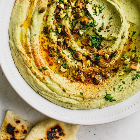 Pistachio Hummus, Pesto Hummus, Easy Hummus Recipe, Pistachio Pesto, Easy Hummus, Hummus Recipe, Canned Chickpeas, Inspired Recipes, Appetizer Dips