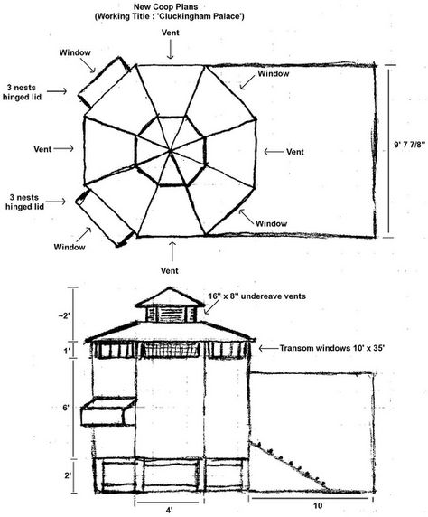 Octagonal Coop plans Octagonal Chicken Coop, Hexagon Chicken Coop, Octagon Chicken Coop, Chicken Coop Building, Hutch Ideas, Chicken Shed, Duck Coop, Coop Ideas, Chicken Ideas