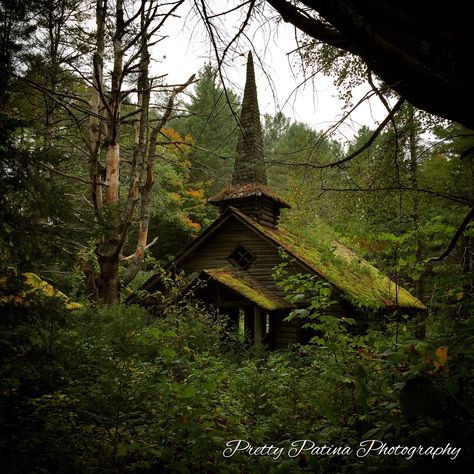 A fan favorite.  Frontier Town Church in North Hudson, NY.  Abandoned western theme park closed in the 90s and most popular in the 60s.  Photo for sale, prices on website!  Www.prettypatinaphotography.com Church Aesthetic, Abandoned Churches, Abandoned Church, Old Abandoned Houses, Dark Cottagecore, Country Church, Church Building, Cabin In The Woods, Old Church