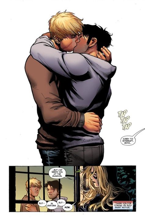 Marvel Comics’ characters Wiccan and Hulking finally share a first kiss. The boys have been in a monogamous relationship since their debut originally in 2005′s Young Avengers #1 Wiccan Marvel, Marvel Young Avengers, Grant Morrison, Avengers Characters, Avengers Art, Gay Comics, Young Avengers, Batwoman, Gay Art